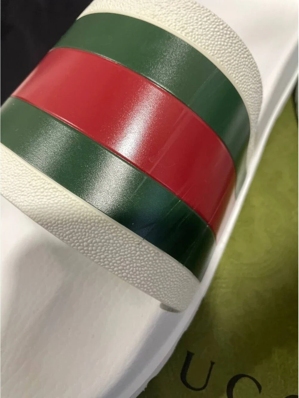 Genuine Gucci Web White Rubber Mens Sandal Flip Flops US Size 11G